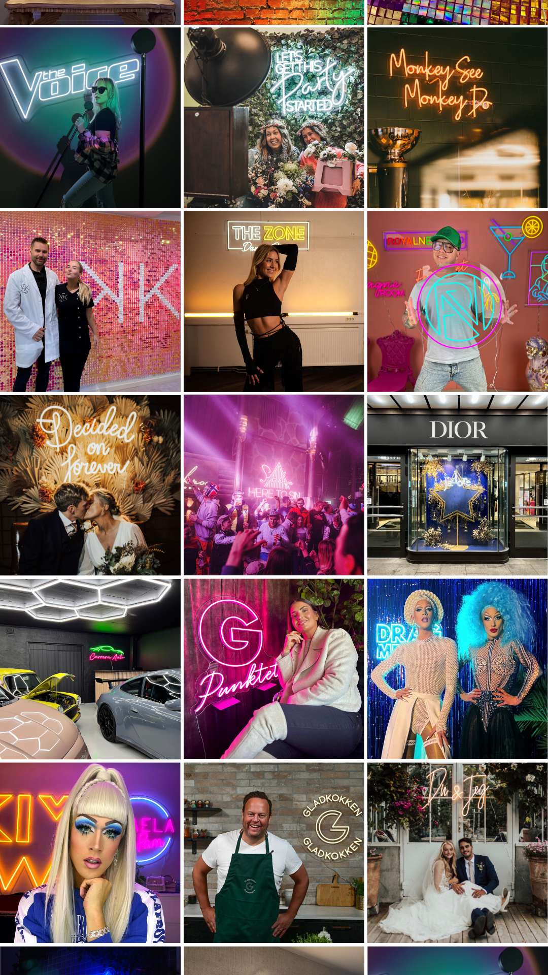 Inspiration från Instagram, många neonskyltar