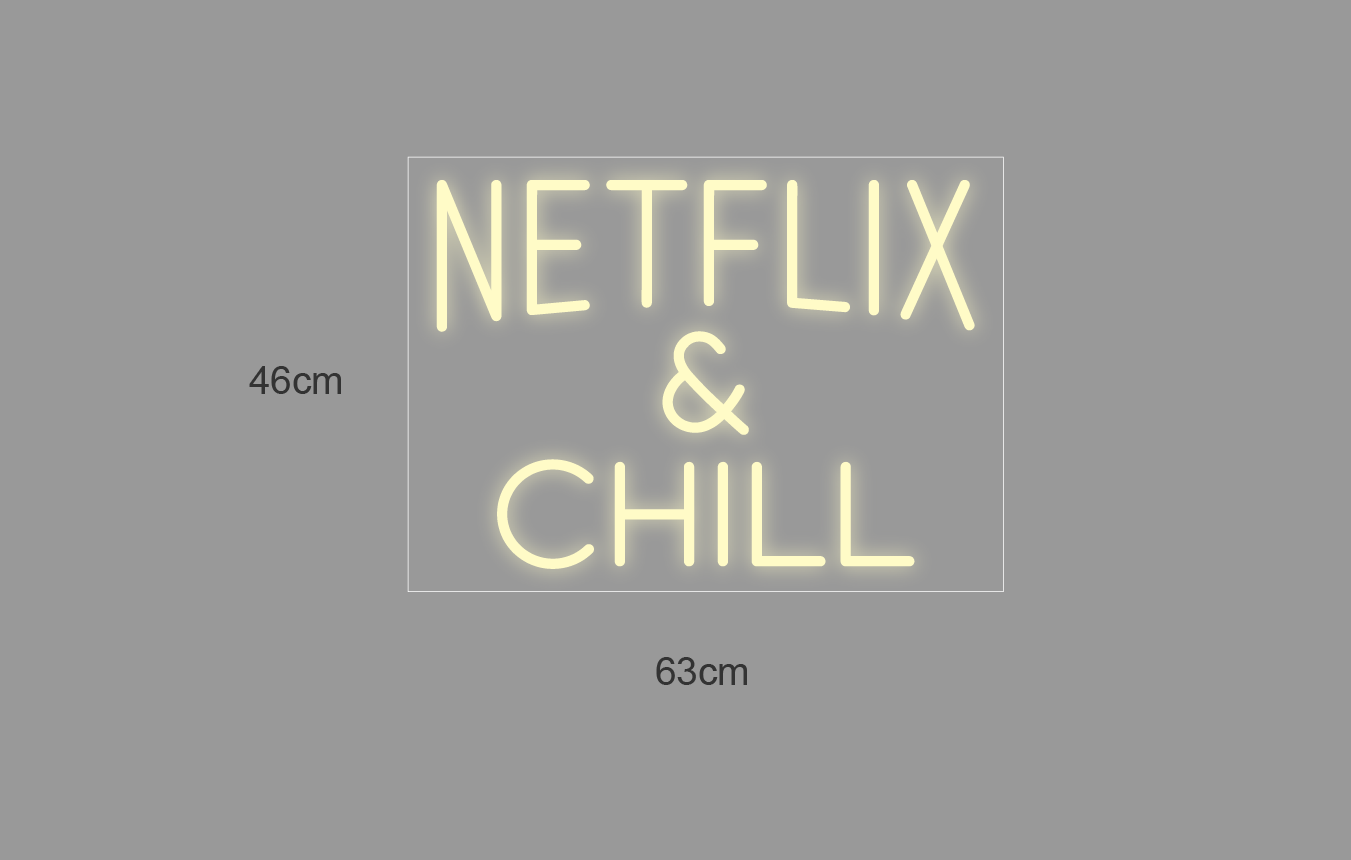 "NETFLIX & CHILL" Led neonskylt. 46x63 cm.
