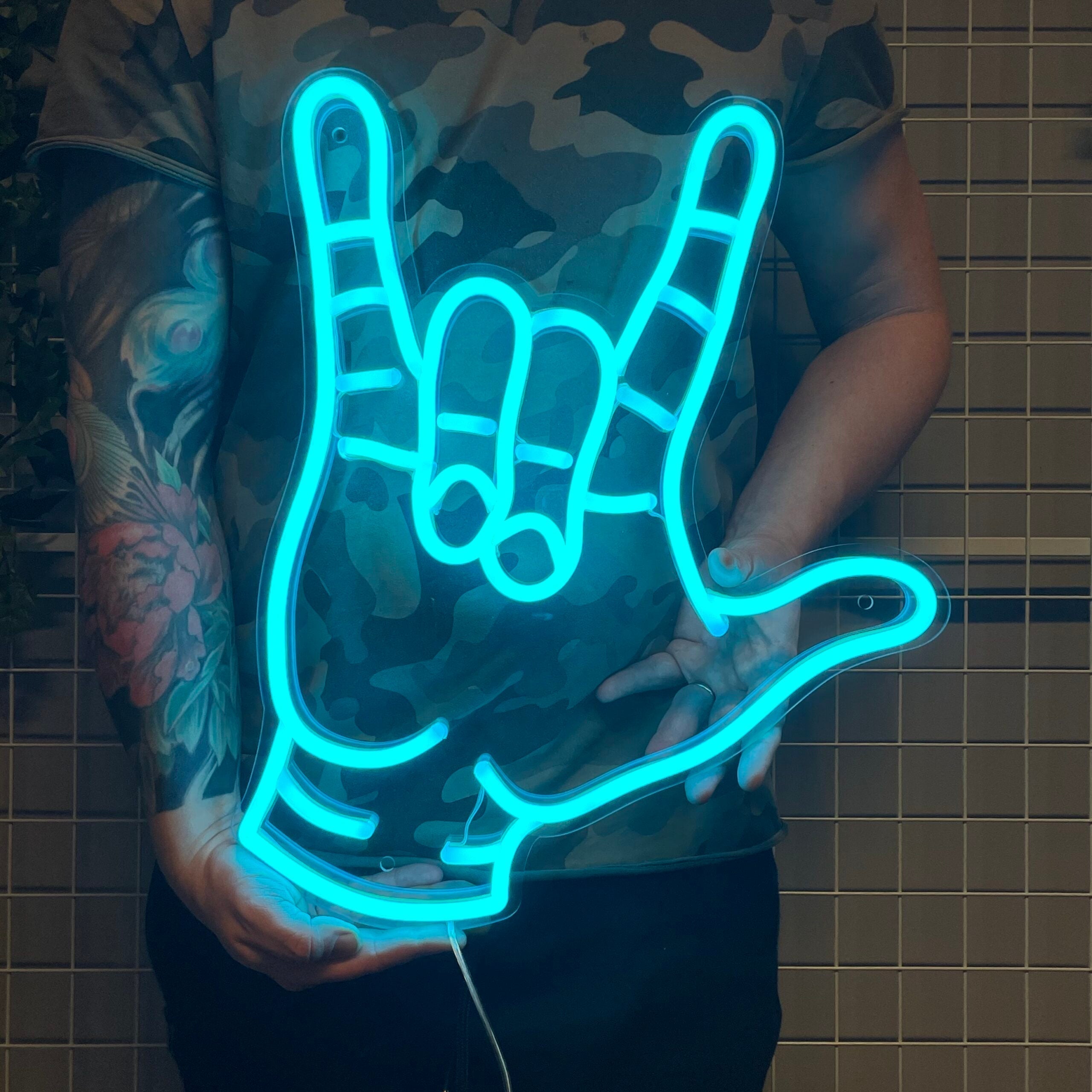 "Rock hand" LED NEONSKILT.