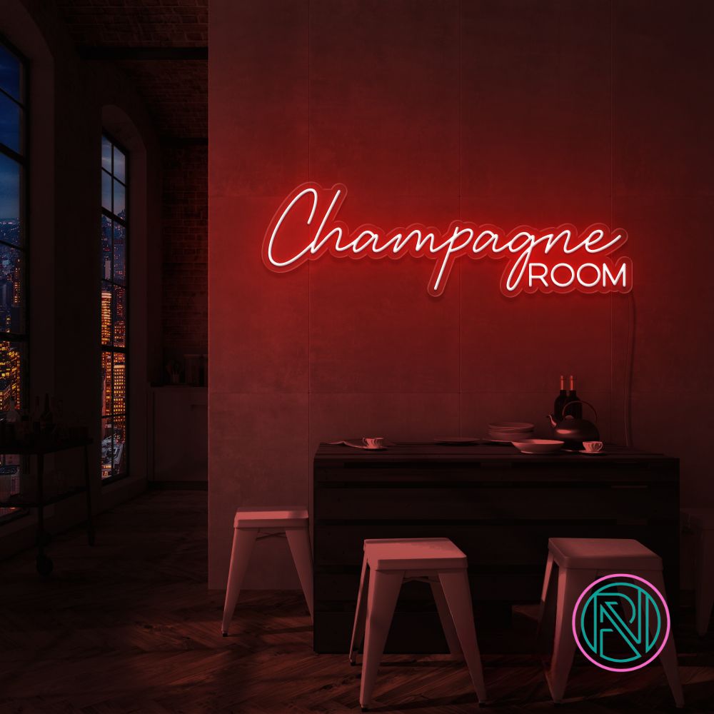 "Champagne ROOM" Led neonskylt. Välj önskad färg.