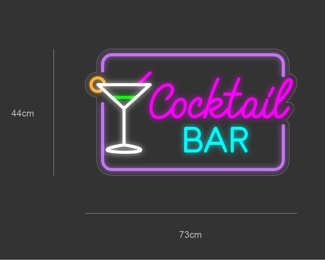 "Cocktail BAR" Led neonskylt. 73x44 cm