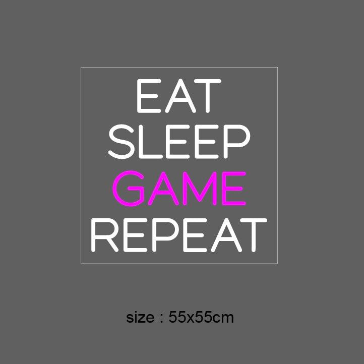 (EAT SLEEP GAME REPEAT) Led neonskylt. Pink.