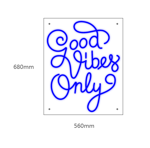 "Good Vibes Only" Led neonskylt. 68x56cm