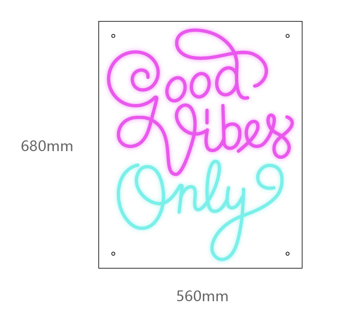 "Good Vibes Only" Led neonskylt. 68x56cm