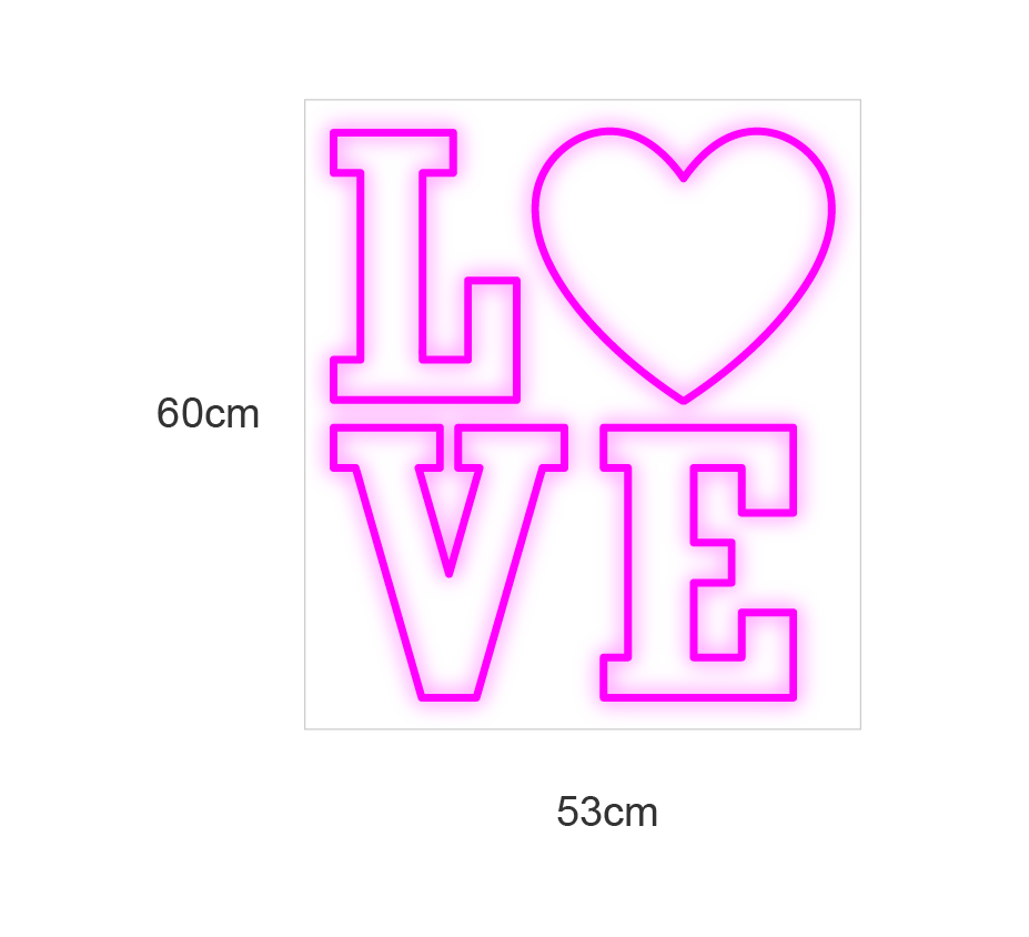 "L❤️VE" Led neonskylt. 60x53 cm.