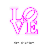 LED-neonskilt «LOVE», størrelse 51×51 cm.