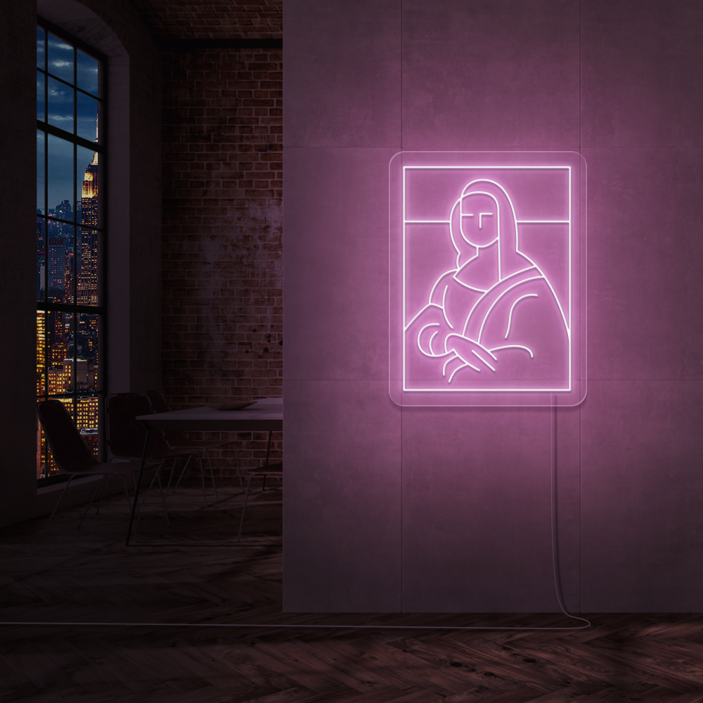 "Mona Lisa" Led neonskylt. Svartvit