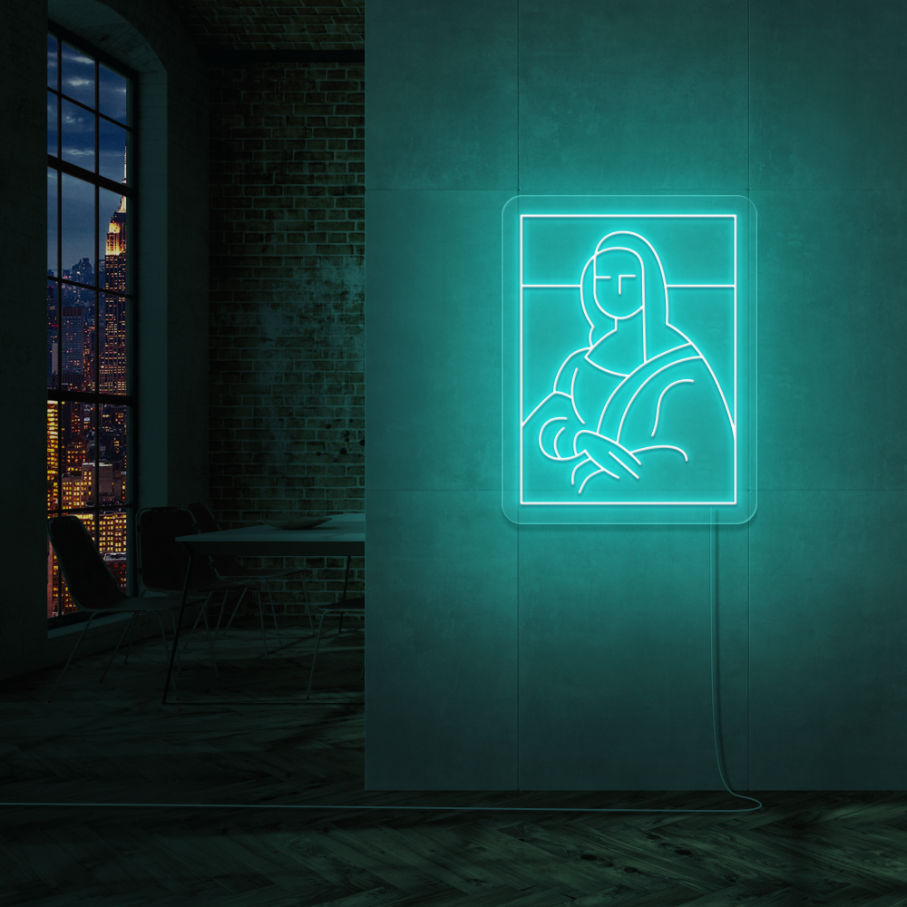 "Mona Lisa" Led neonskylt. Svartvit