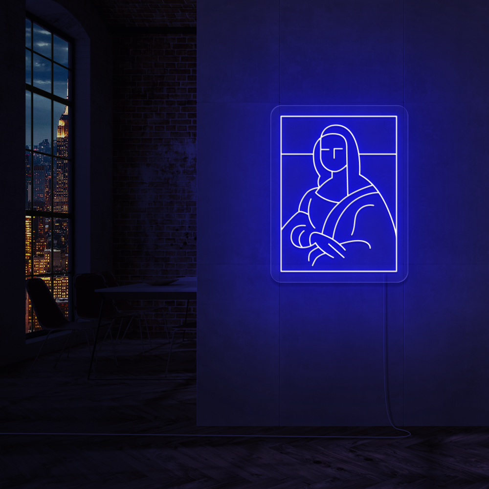 "Mona Lisa" Led neonskylt. Svartvit