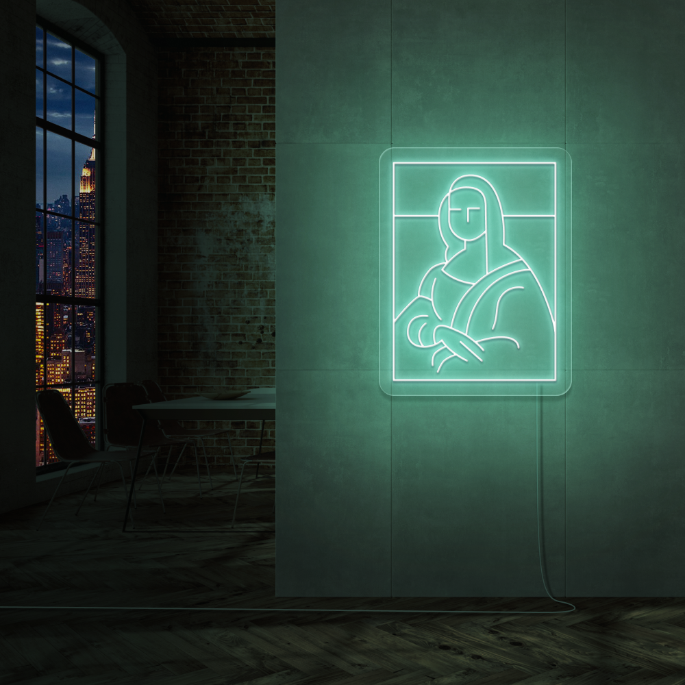 "Mona Lisa" Led neonskylt. Svartvit