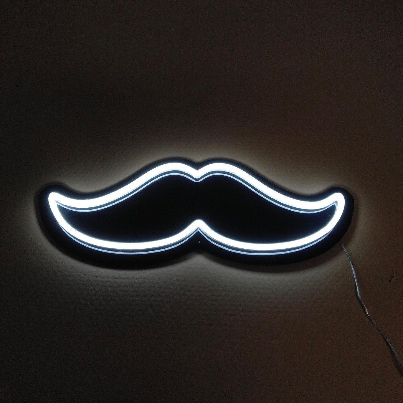 "Mustasje" Led neonskylt.