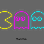 LED-neonskilt Nintendo Emoji 75x30 cm: Pac-Man gul, spøkelser rosa/blå