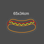 LED neonskilt pølse i brød, mål 65×34 cm