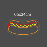 LED neonskilt pølse i brød, mål 65×34 cm