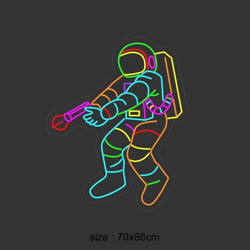 (Spaceman) Led neonskylt. 86x70 cm.
