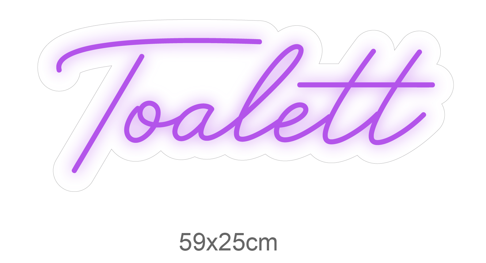 LED-neonskilt «Toalett» i lilla, mål 59x25 cm