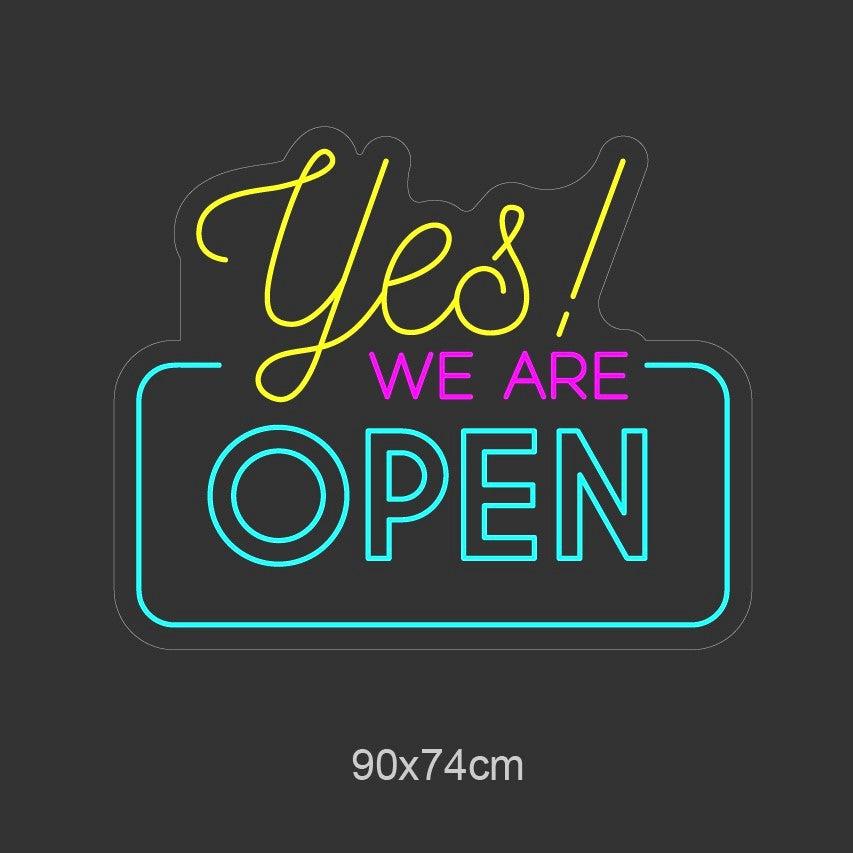 "Yes! WE ARE OPEN" Led neonskylt