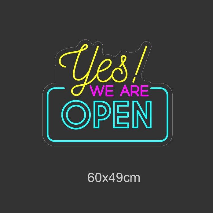 "Yes! WE ARE OPEN" Led neonskylt