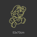 LED neonskilt med Mario-figur i gult kontonlys, 53x70 cm.