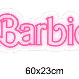 LED neonskilt Barbie, rosa neon, mål 60x23 cm