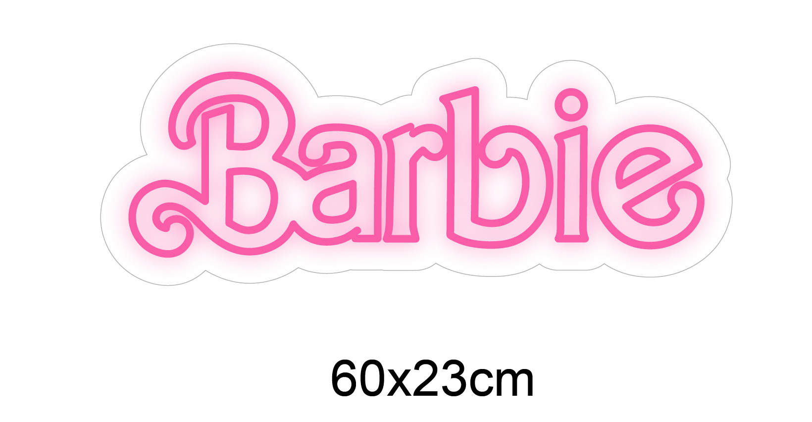 LED neonskilt Barbie, rosa neon, mål 60x23 cm