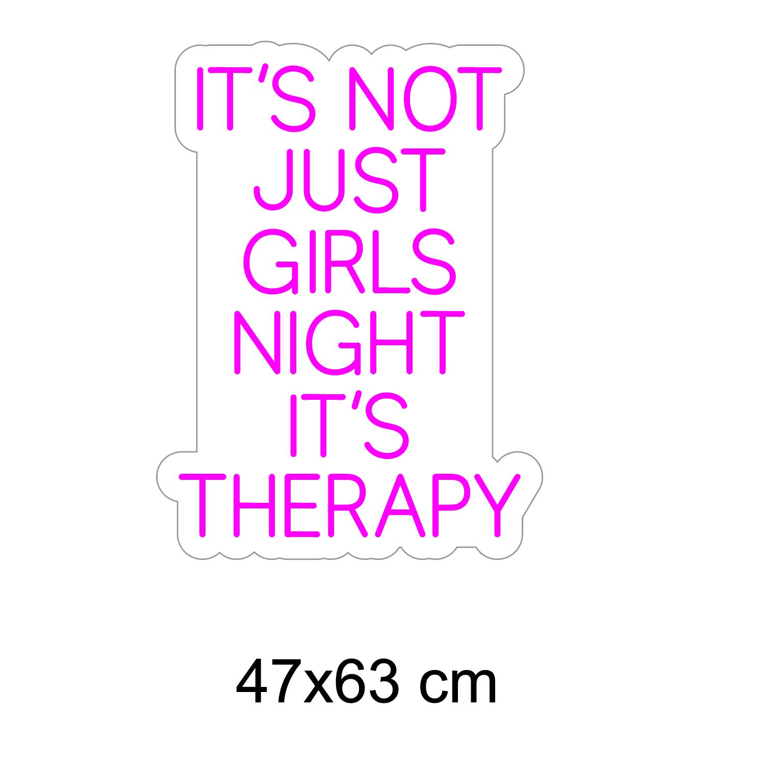 LED-neonskilt med opplyst tekst i rosa/fuchsia lys