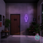 LED-neonskilt med gutt-symbolet i lilla-rosa, lysende kontur