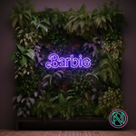 LED-neonskilt med lysende skrift, fiolett neonlys