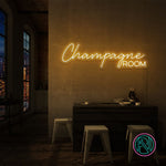 Skap en luksuriøs atmosfære med vårt 'champagne room' led neonskilt. Velg mellom et spekter av farger for å tilpasse det etter ditt personlige preg. Dette led-skiltet er ideelt for å gi et snev av eleganse til rommet, perfekt for private rom eller moderne forretningslokaler.