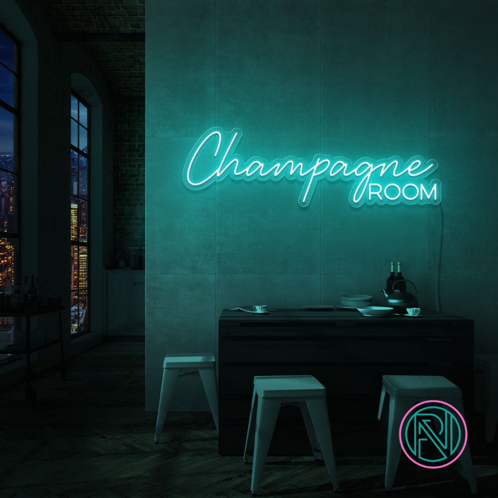 Skap en luksuriøs atmosfære med vårt 'champagne room' led neonskilt. Velg mellom et spekter av farger for å tilpasse det etter ditt personlige preg. Dette led-skiltet er ideelt for å gi et snev av eleganse til rommet, perfekt for private rom eller moderne forretningslokaler.