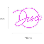 LED-neonskilt «Disco» mål 702 mm og 496 mm, rosa og hvit lys