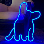 LED neonskilt fransk bulldog med blå neonbelysning