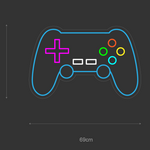 Gaming-LED neonskilt 69x44 cm: blå kontur, spillkontroller med fargerike knapper
