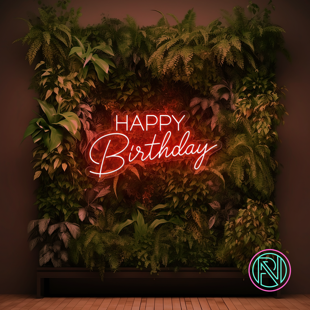 Feire en spesiell dag med stil med vårt 'happy birthday' led-neonskilt. Dette skiltet kombinerer moderne led-teknologi med klassisk neonestetikk for å skape den perfekte stemningsfulle feiringen. Velg din favorittfarge for å skreddersy utseendet og lyse opp bursdagsfesten med et personlig preg.