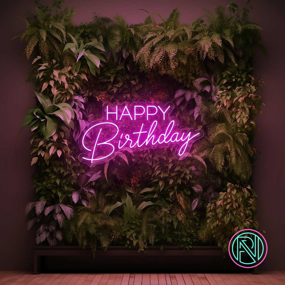 Feire en spesiell dag med stil med vårt 'happy birthday' led-neonskilt. Dette skiltet kombinerer moderne led-teknologi med klassisk neonestetikk for å skape den perfekte stemningsfulle feiringen. Velg din favorittfarge for å skreddersy utseendet og lyse opp bursdagsfesten med et personlig preg.