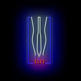 LED-neonskilt med høyhæl-motiv, blå glødende ramme og hvite konturer