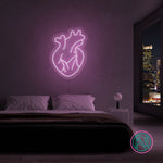 LED-neonskilt i hjerteform, lilla neonlys