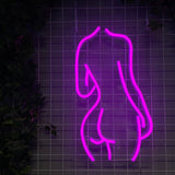 LED neonskilt med rosa neon, stilisert kvinnelig torso.
