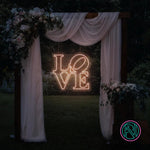 LED-neonskilt med LOVE-tekst, lys rosa neonlys.