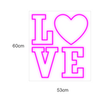 LED neonskilt med LOVE og hjerte, pink lys