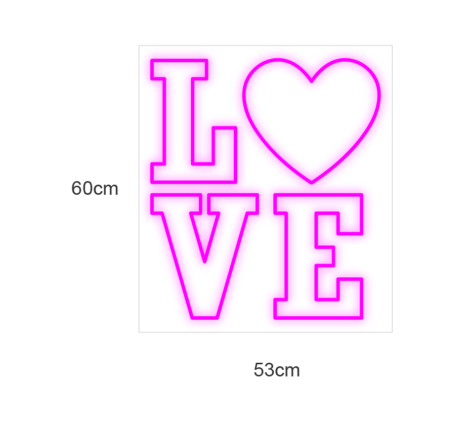 LED neonskilt med LOVE og hjerte, pink lys