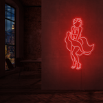 Neonskilt med Marilyn Monroe-motiv, ensfarget rød LED-glød