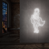 Neonskilt med Marilyn Monroe-motiv, ensfarget kjølig hvit LED-glød
