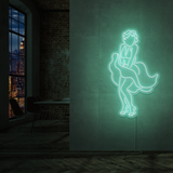 Neonskilt med Marilyn Monroe-motiv, ensfarget grønn LED-glød