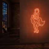 Neonskilt med Marilyn Monroe-motiv, ensfarget oransje LED-glød