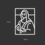 Neonskilt med Mona Lisa-motiv, 70×55 cm, hvit LED-ramme