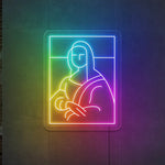 RGB LED neonskilt med «Mona Lisa»-motiv i flerfarger, firkantet skiltflate