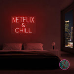 LED-neonskilt 46x63 cm med NETFLIX & CHILL i rødt LED-lys