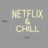 LED-neonskilt 46x63 cm med NETFLIX & CHILL i gult lys, 46 cm og 63 cm