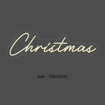 LED neonskilt «Christmas», mål 105×32 cm, neonrør i lyst gult